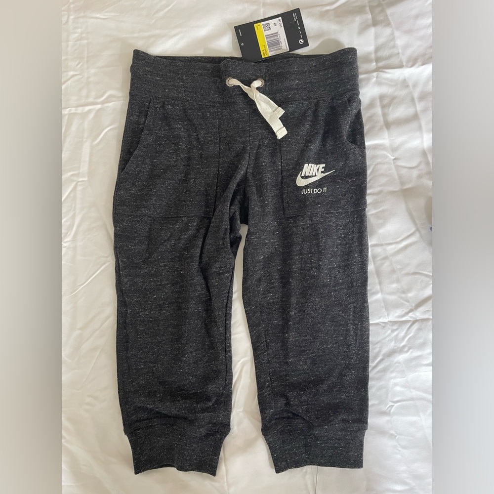 Nike Little Girls Kids Charcoal Joggers with White Accents